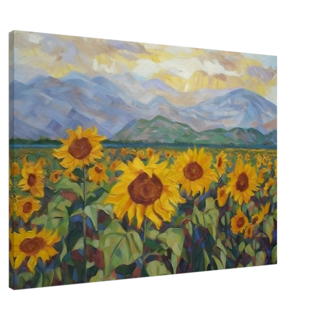 Sunlit Field of Sunflowers – Landscape Floral Wall Art Print - Canvas - 70x100 cm / 28x40″ - 