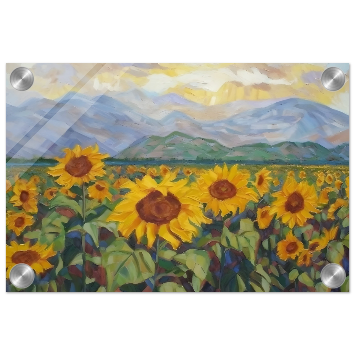 Sunlit Field of Sunflowers – Landscape Floral Wall Art Print - Acrylic Print - 20x30 cm / 8x12″ - 
