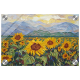 Sunlit Field of Sunflowers – Landscape Floral Wall Art Print - Acrylic Print - 20x30 cm / 8x12″ - 