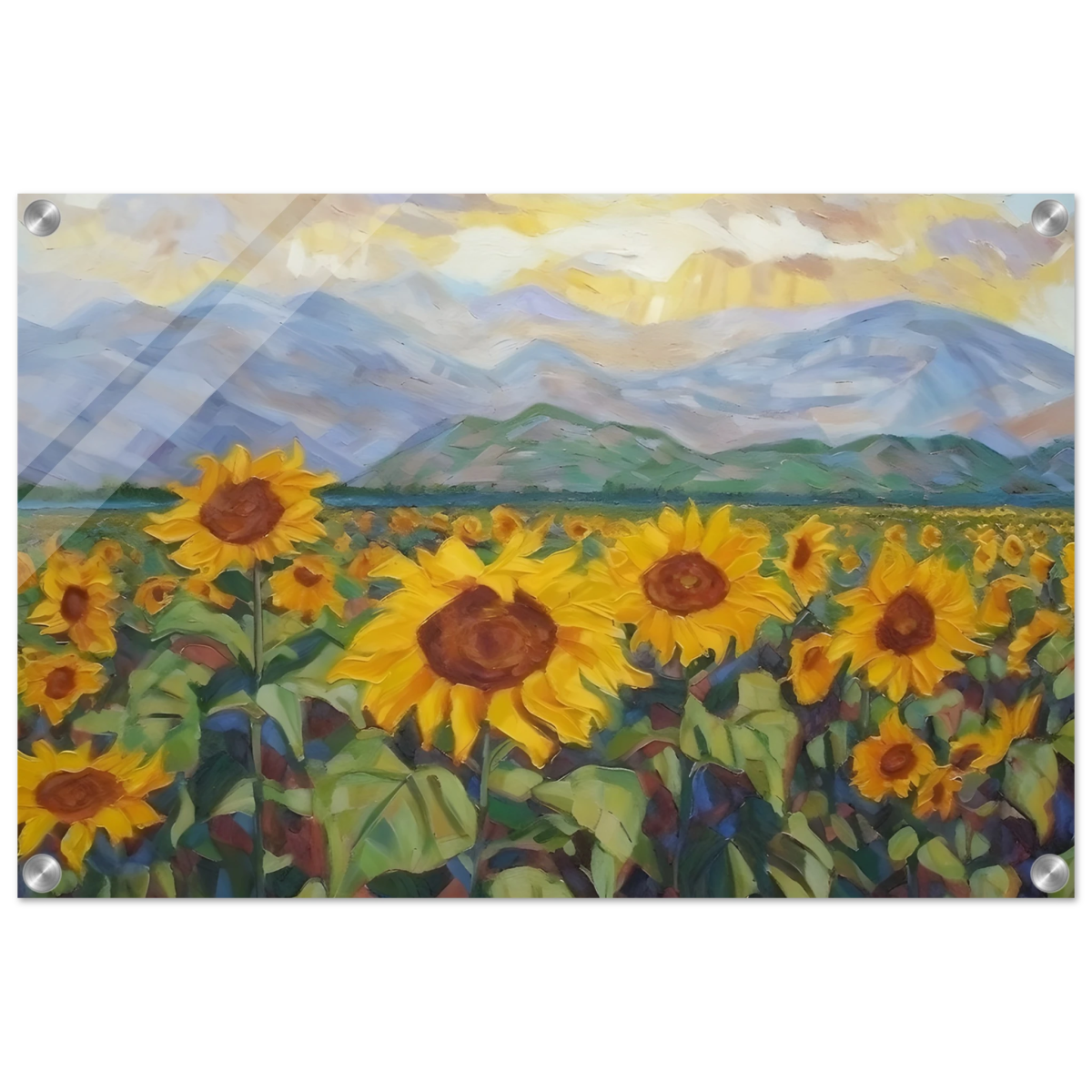 Sunlit Field of Sunflowers – Landscape Floral Wall Art Print - Acrylic Print - 40x60 cm / 16x24″ - 