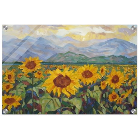 Sunlit Field of Sunflowers – Landscape Floral Wall Art Print - Acrylic Print - 40x60 cm / 16x24″ - 