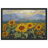 Sunlit Field of Sunflowers – Landscape Floral Wall Art Print - Framed Canvas - 50x75 cm / 20x30″ - Black frame