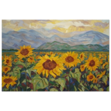 Sunlit Field of Sunflowers – Landscape Floral Wall Art Print - Wood Prints - 30x45 cm / 12x18″ - 