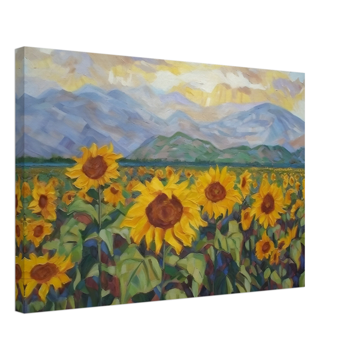 Sunlit Field of Sunflowers – Landscape Floral Wall Art Print - Canvas - 40x60 cm / 16x24″ - 