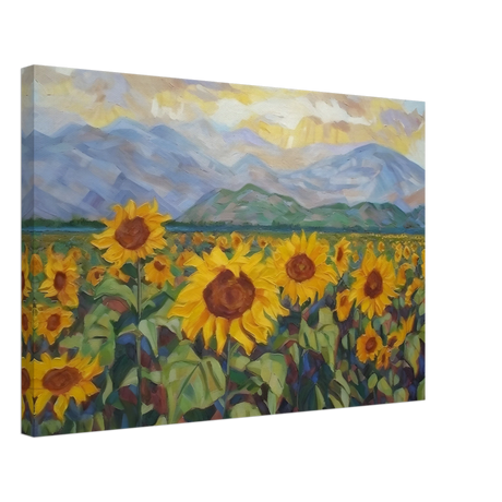 Sunlit Field of Sunflowers – Landscape Floral Wall Art Print - Canvas - 40x60 cm / 16x24″ - 