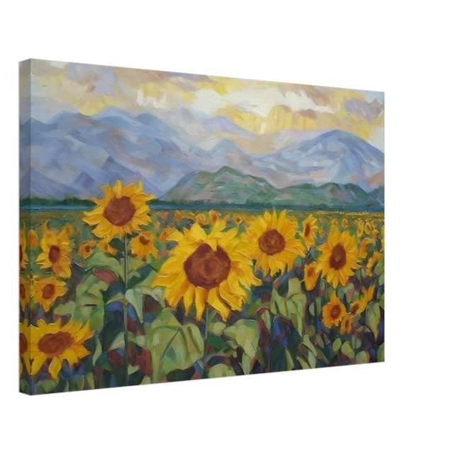 Sunlit Field of Sunflowers – Landscape Floral Wall Art Print - Canvas - 40x60 cm / 16x24″ - 