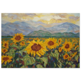 Sunlit Field of Sunflowers – Landscape Floral Wall Art Print - Wood Prints - 70x100 cm / 28x40″ - 