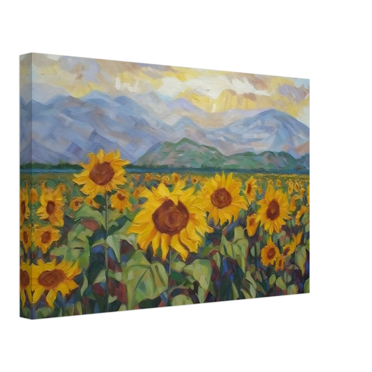 Sunlit Field of Sunflowers – Landscape Floral Wall Art Print - Canvas - 30x45 cm / 12x18″ - 