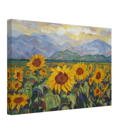 Sunlit Field of Sunflowers – Landscape Floral Wall Art Print - Canvas - 30x45 cm / 12x18″ - 