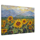 Sunlit Field of Sunflowers – Landscape Floral Wall Art Print - Canvas - 60x90 cm / 24x36″ - 