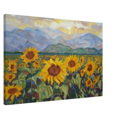 Sunlit Field of Sunflowers – Landscape Floral Wall Art Print - Canvas - 60x90 cm / 24x36″ - 