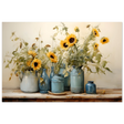 Sunlit Harmony – Sunflowers in Blue Vases Still Life Wall Art Print - Fine Art Poster - 40x60 cm / 16x24″ - 