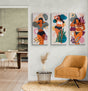 Sunlit Muse Canvas Set – Bold & Radiant Feminine Energy | wall art print trio set - 50X100 CM / 20X40″ - 