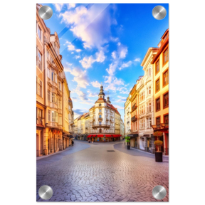 “Sunrise in the Old Town” – European Street Scene Wall Art Print - Acrylic Print - 20x30 cm / 8x12″ - 