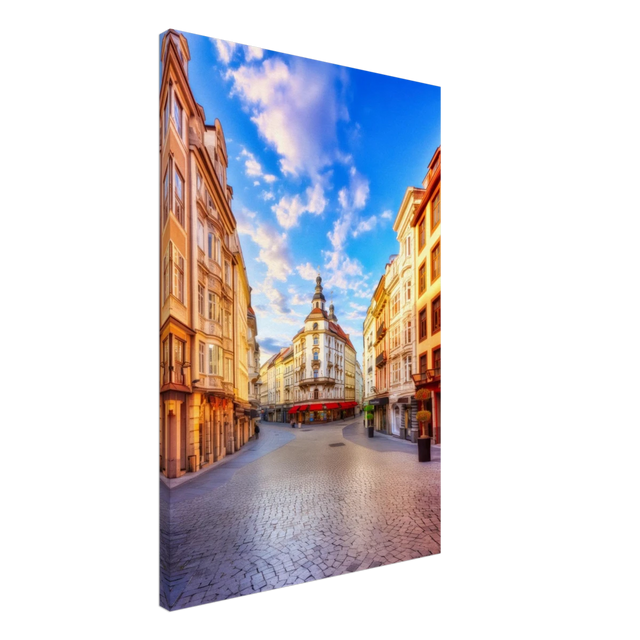 “Sunrise in the Old Town” – European Street Scene Wall Art Print - Canvas - 50x75 cm / 20x30″ - 