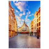 “Sunrise in the Old Town” – European Street Scene Wall Art Print - Wood Prints - 60x90 cm / 24x36″ - 