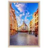 “Sunrise in the Old Town” – European Street Scene Wall Art Print - Framed Canvas - 40x60 cm / 16x24″ - Wood frame