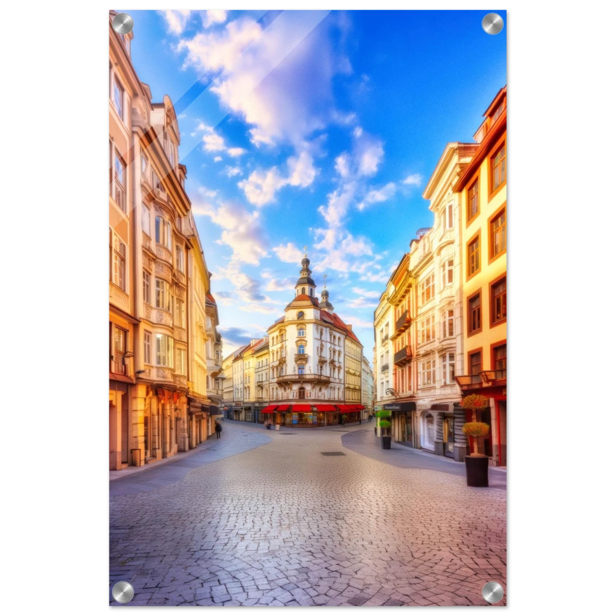 “Sunrise in the Old Town” – European Street Scene Wall Art Print - Acrylic Print - 40x60 cm / 16x24″ - 