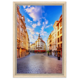 “Sunrise in the Old Town” – European Street Scene Wall Art Print - Framed Canvas - 30x45 cm / 12x18″ - Wood frame