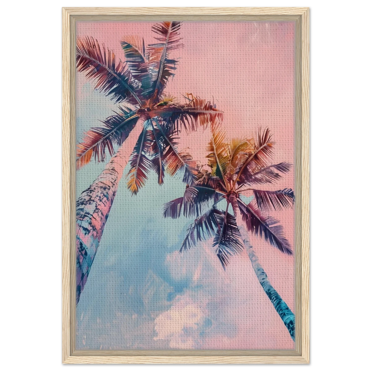 “Sunset Palms” | Wall Art Print - Framed Canvas - 40x60 cm / 16x24″ - Wood frame