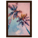 “Sunset Palms” | Wall Art Print - Framed Canvas - 30x45 cm / 12x18″ - Dark wood frame