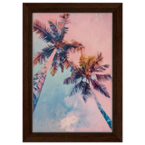“Sunset Palms” | Wall Art Print - Framed Canvas - 20x30 cm / 8x12″ - Dark wood frame