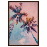 “Sunset Palms” | Wall Art Print - Framed Canvas - 50x75 cm / 20x30″ - Dark wood frame