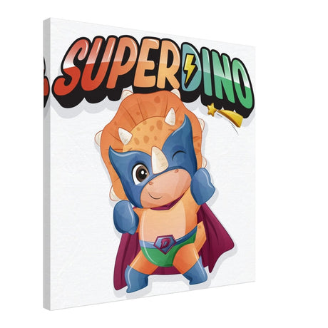 SUPERDINO V1 | Kids Room Canvas Wall Art Print - Immersive Nursery Decor with Enhanced Texture - 60x60 cm / 24x24″ - Design Option 1 - 