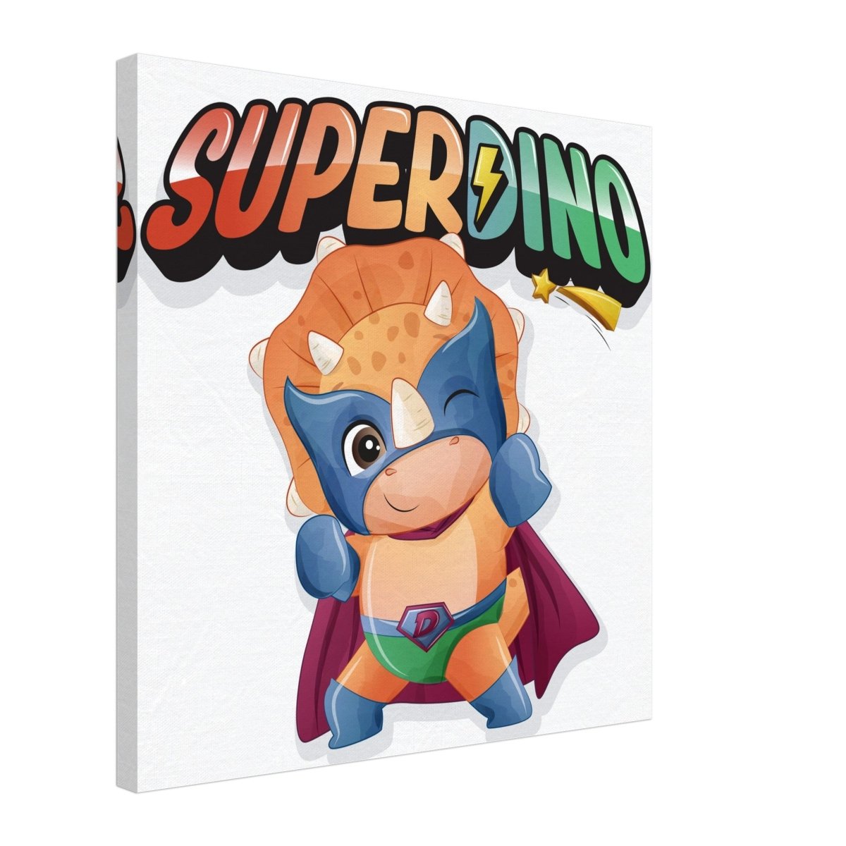 SUPERDINO V1 | Kids Room Canvas Wall Art Print - Immersive Nursery Decor with Enhanced Texture - 50x50 cm / 20x20″ - Design Option 1 - 