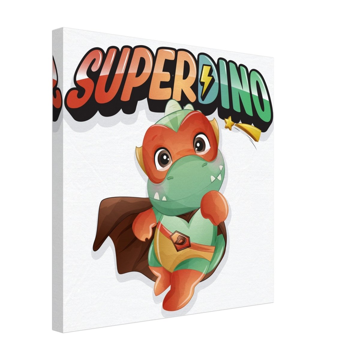 SUPERDINO V1 | Kids Room Canvas Wall Art Print - Immersive Nursery Decor with Enhanced Texture - 40x40 cm / 16x16″ - Design Option 2 - 