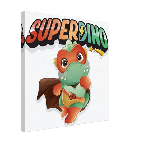 SUPERDINO V1 | Kids Room Canvas Wall Art Print - Immersive Nursery Decor with Enhanced Texture - 40x40 cm / 16x16″ - Design Option 2 - 