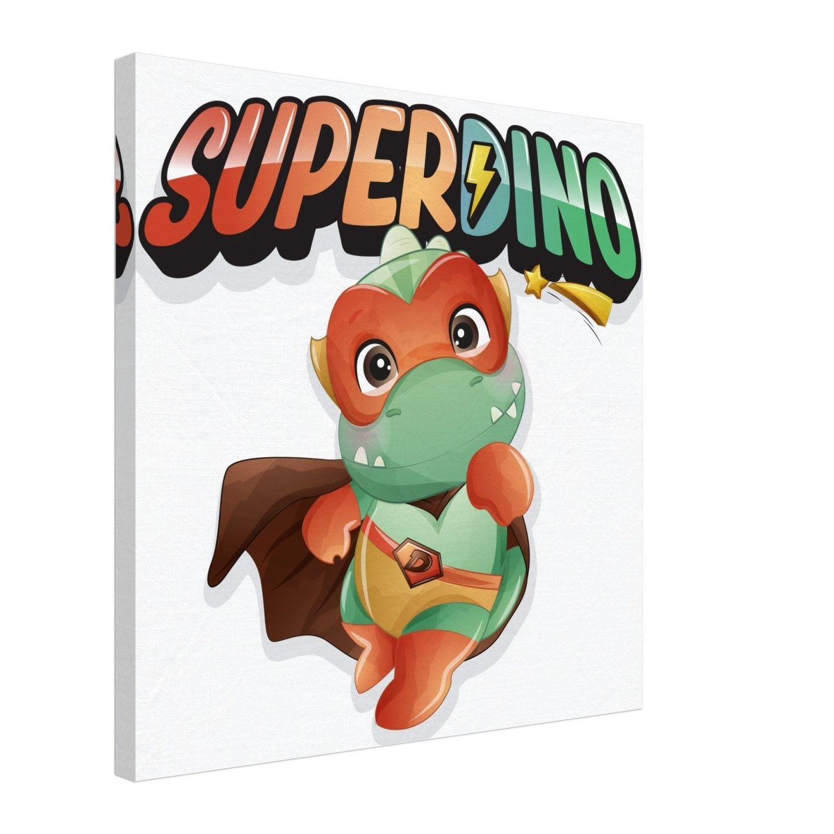 SUPERDINO V1 | Kids Room Canvas Wall Art Print - Immersive Nursery Decor with Enhanced Texture - 50x50 cm / 20x20″ - Design Option 2 - 