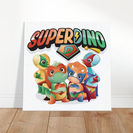SUPERDINO V2 | Kids Room Canvas Wall Art Print - Immersive Nursery Decor with Enhanced Texture - 40x40 cm / 16x16″ - Design Option 3 - 