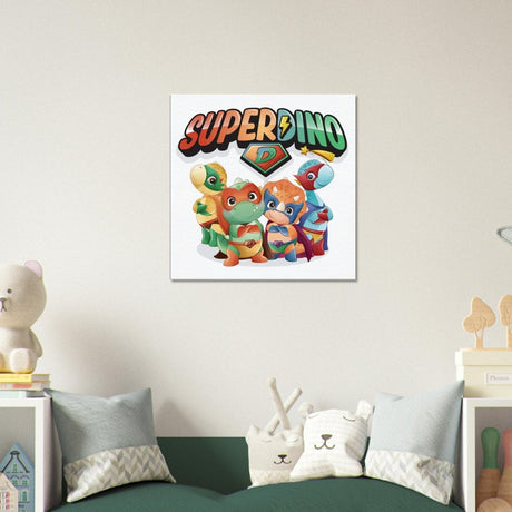 SUPERDINO V2 | Kids Room Canvas Wall Art Print - Immersive Nursery Decor with Enhanced Texture - 40x40 cm / 16x16″ - Design Option 3 - 