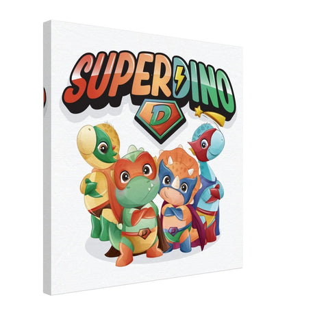 SUPERDINO V2 | Kids Room Canvas Wall Art Print - Immersive Nursery Decor with Enhanced Texture - 50x50 cm / 20x20″ - Design Option 1 - 