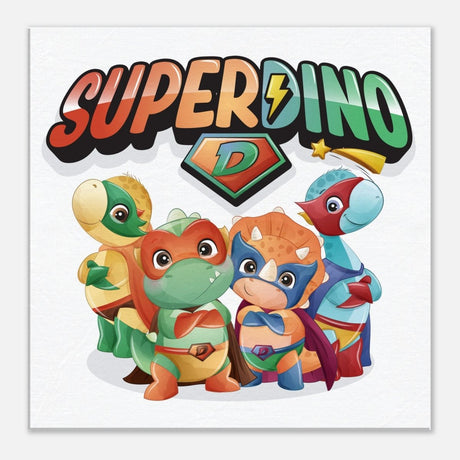 SUPERDINO V2 | Kids Room Canvas Wall Art Print - Immersive Nursery Decor with Enhanced Texture - 40x40 cm / 16x16″ - Design Option 3 - 