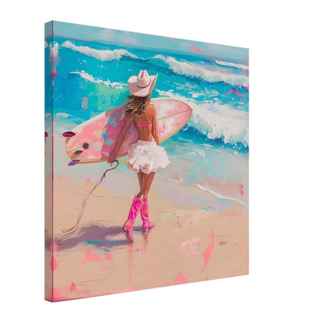 Surfboard & Stetson | Modern Surrealist Art print - Canvas - 50x50 cm / 20x20″ - 