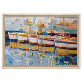 “Symphony of Sails” – Vibrant Reflections in a Seaside Dream | Wall art - Framed Canvas - 40x60 cm / 16x24″ - Wood frame