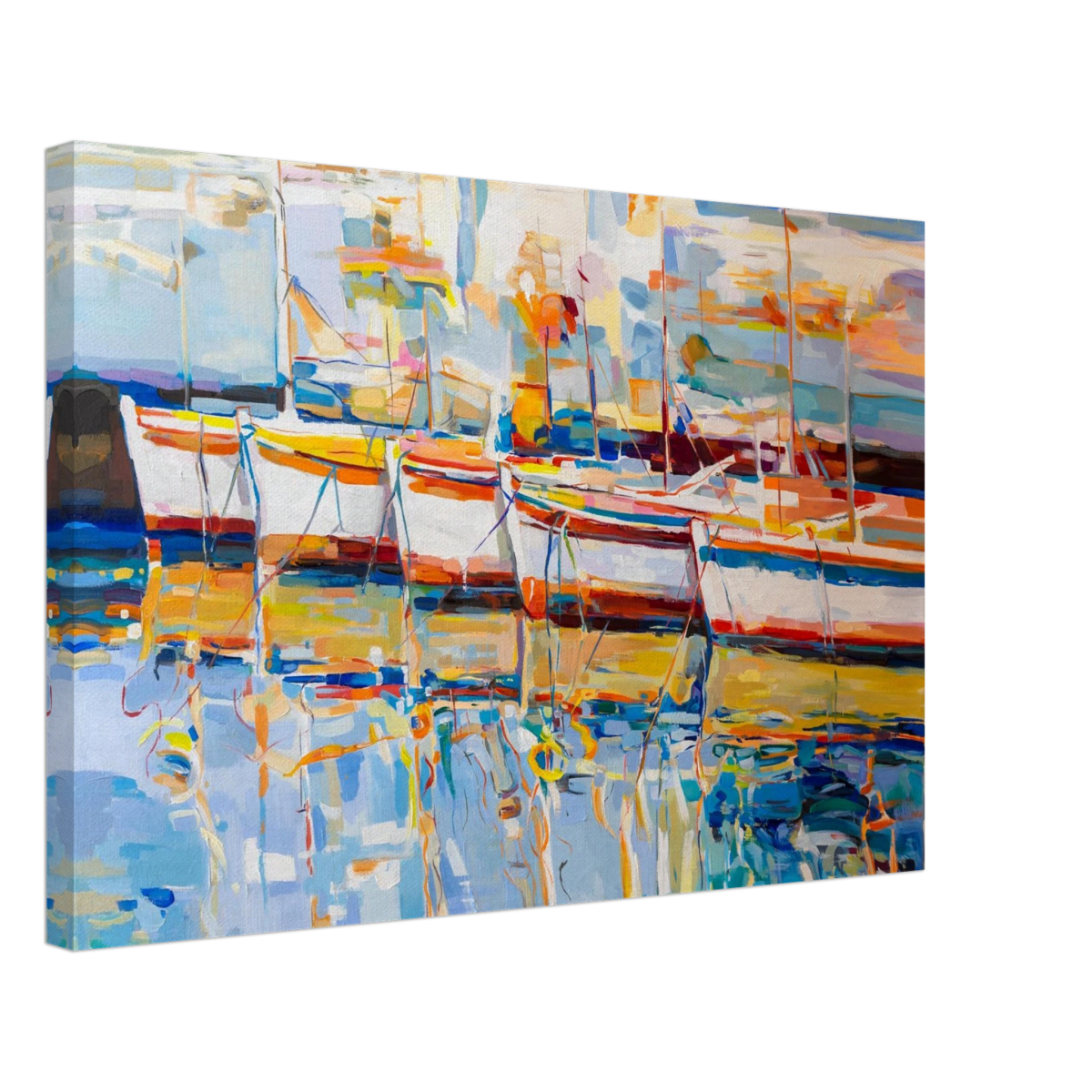 “Symphony of Sails” – Vibrant Reflections in a Seaside Dream | Wall art - Canvas - 40x60 cm / 16x24″ - 