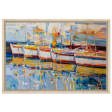 “Symphony of Sails” – Vibrant Reflections in a Seaside Dream | Wall art - Framed Canvas - 50x75 cm / 20x30″ - Wood frame