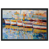 “Symphony of Sails” – Vibrant Reflections in a Seaside Dream | Wall art - Framed Canvas - 50x75 cm / 20x30″ - Black frame