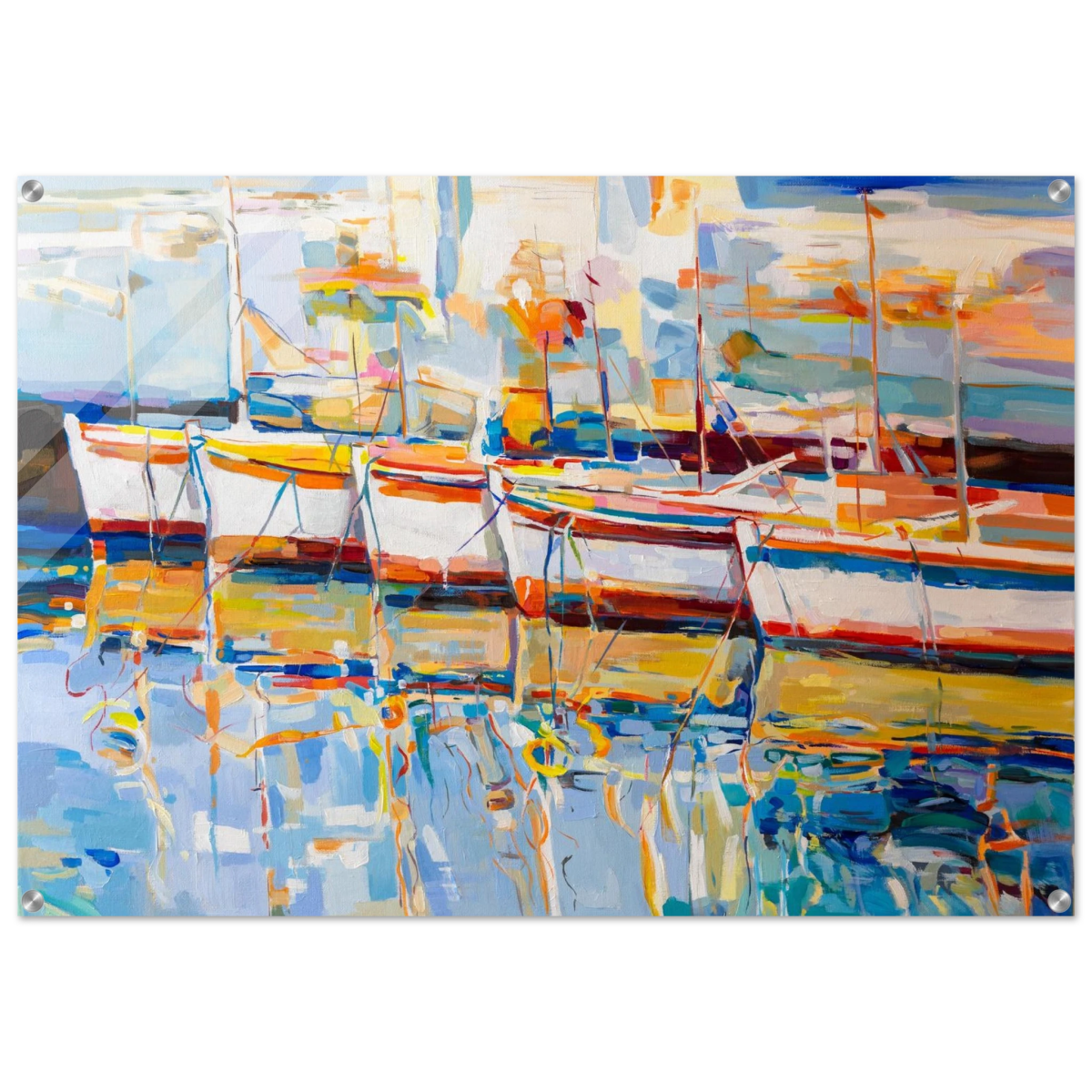 “Symphony of Sails” – Vibrant Reflections in a Seaside Dream | Wall art - Acrylic Print - 70x100 cm / 28x40″ - 