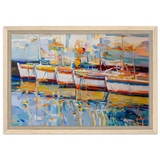 “Symphony of Sails” – Vibrant Reflections in a Seaside Dream | Wall art - Framed Canvas - 30x45 cm / 12x18″ - Wood frame