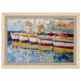 “Symphony of Sails” – Vibrant Reflections in a Seaside Dream | Wall art - Framed Canvas - 20x30 cm / 8x12″ - Wood frame