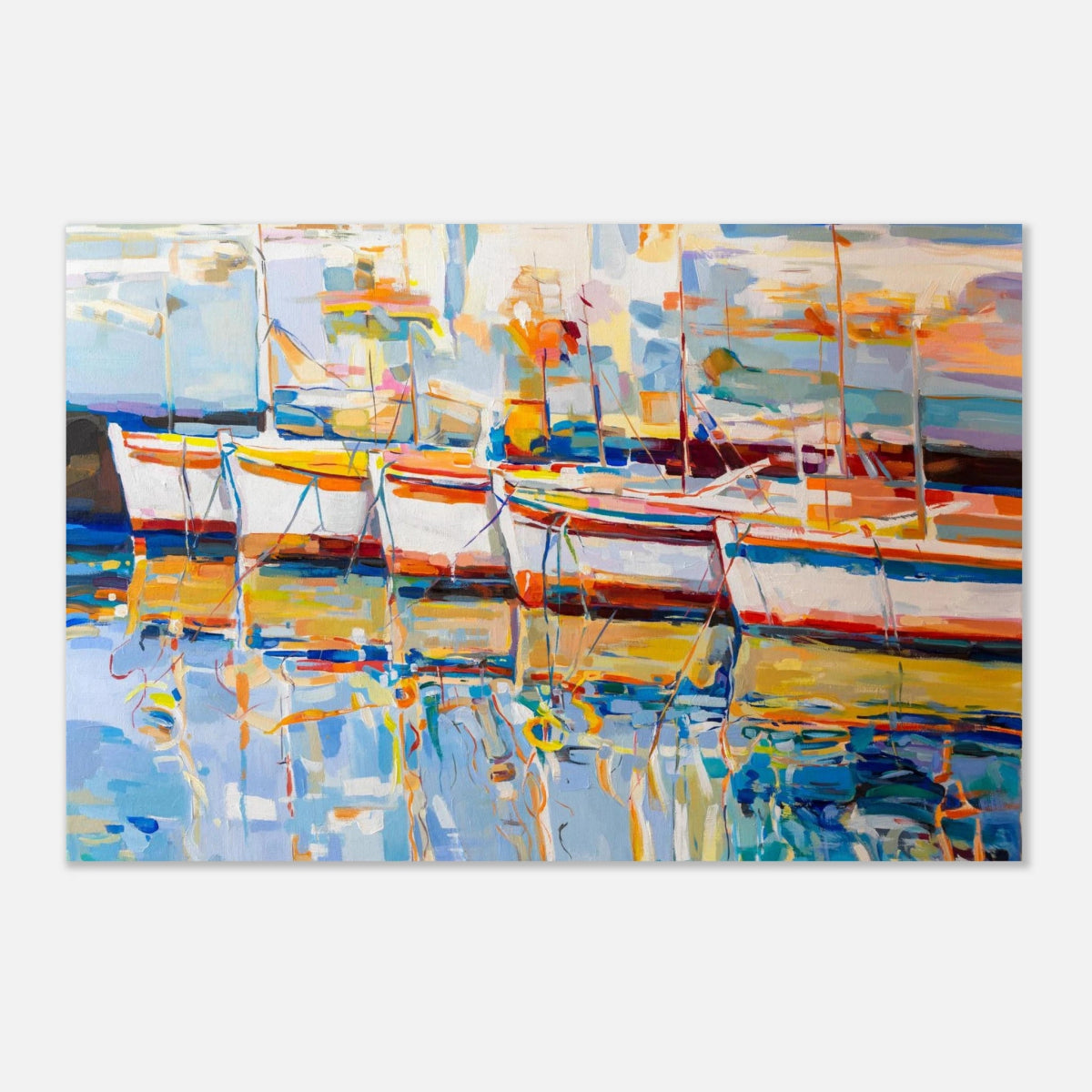 “Symphony of Sails” – Vibrant Reflections in a Seaside Dream | Wall art - Aluminum Print - 20x30 cm / 8x12″ - 