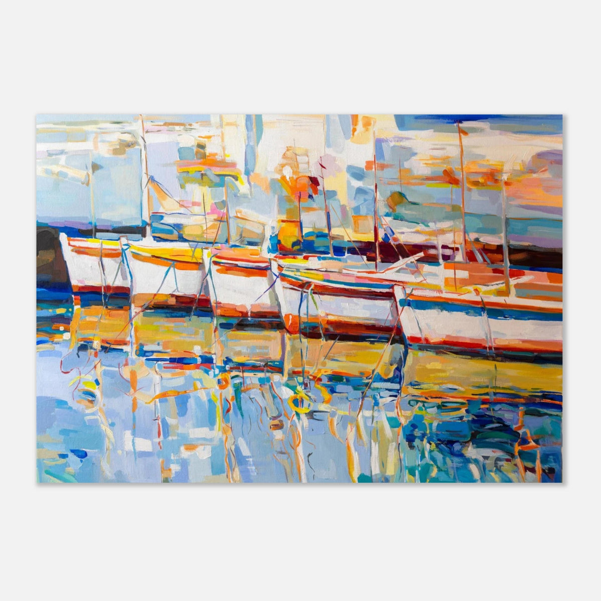 “Symphony of Sails” – Vibrant Reflections in a Seaside Dream | Wall art - Aluminum Print - 70x100 cm / 28x40″ - 