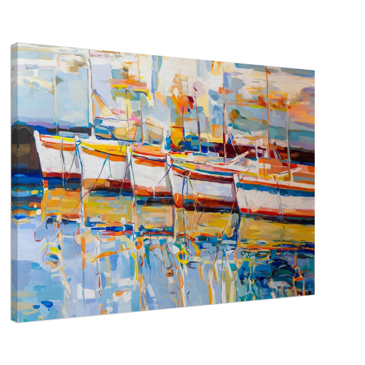 “Symphony of Sails” – Vibrant Reflections in a Seaside Dream | Wall art - Canvas - 60x90 cm / 24x36″ - 