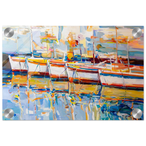 “Symphony of Sails” – Vibrant Reflections in a Seaside Dream | Wall art - Acrylic Print - 20x30 cm / 8x12″ - 