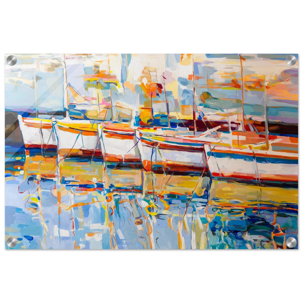“Symphony of Sails” – Vibrant Reflections in a Seaside Dream | Wall art - Acrylic Print - 40x60 cm / 16x24″ - 