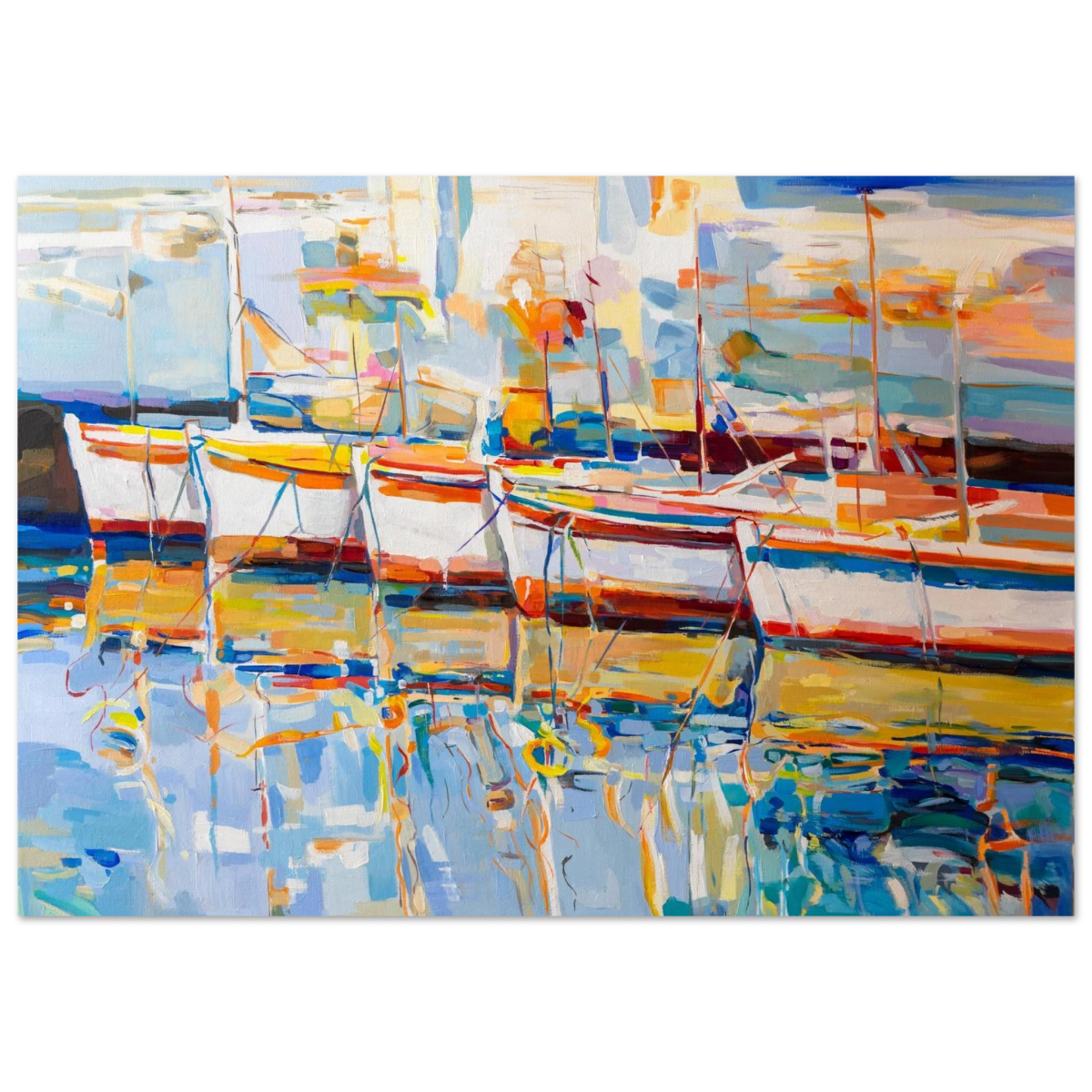 “Symphony of Sails” – Vibrant Reflections in a Seaside Dream | Wall art - Fine Art Poster - 70x100 cm / 28x40″ - 